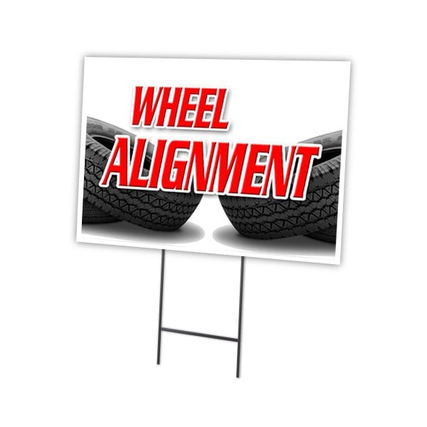 Wheel Alignment Yard Sign & Stake outdoor plastic coroplast window, C-1824 Wheel Alignment